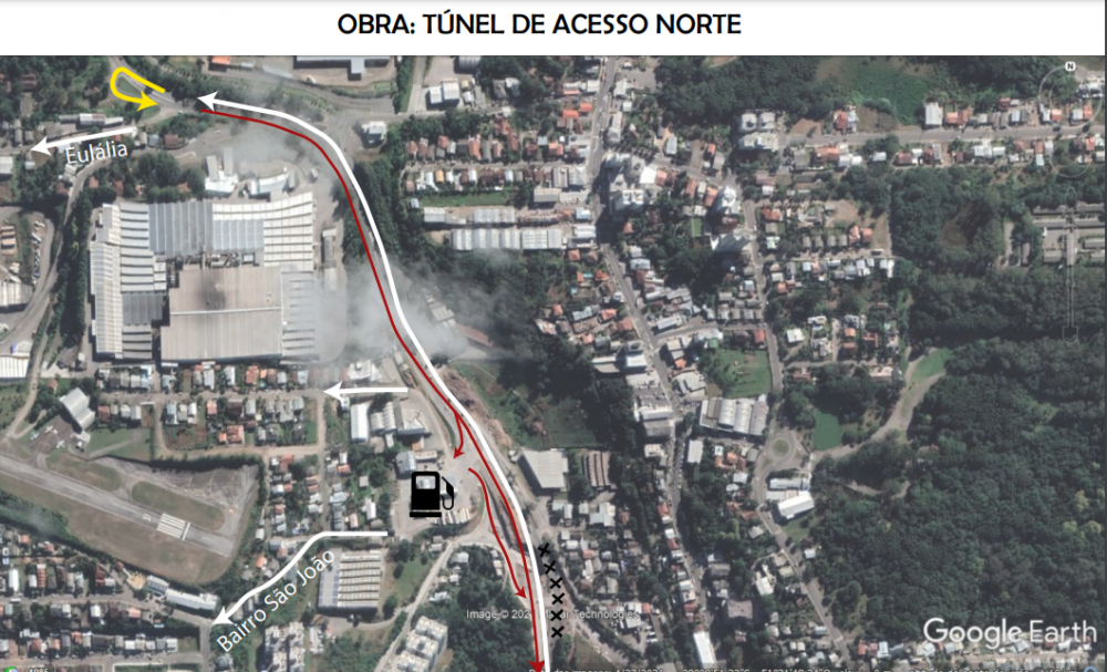 Obras do túnel de Acesso Norte causam mudanças no trânsito em Bento