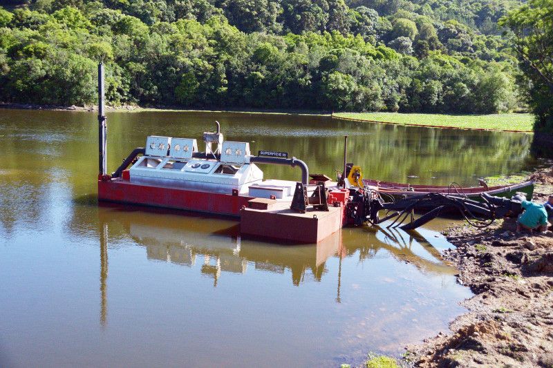 Serviço de desassoreamento da Barragem é iniciado em Garibaldi 