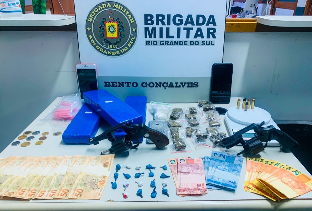 Homem é preso com drogas e armas em Bento Gonçalves