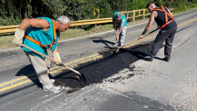 Operação Tapa-Buracos na estrada do Vale dos Vinhedos