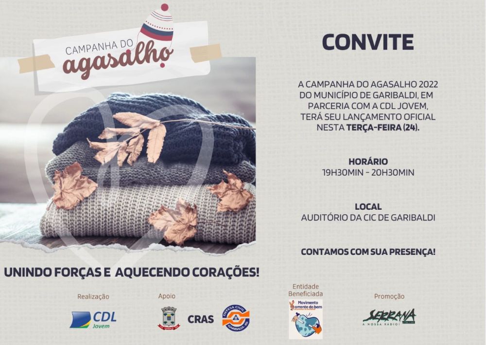 Campanha do Agasalho 2022  é lançada oficialmente em Garibaldi