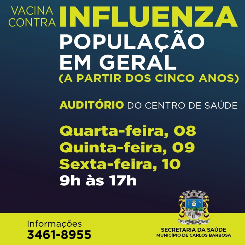 Vacina contra Gripe está disponível para a população em geral em Carlos Barbosa