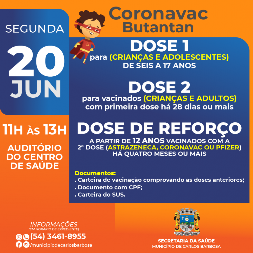 Carlos Barbosa promove ação de vacinação contra covid-19 na segunda-feira