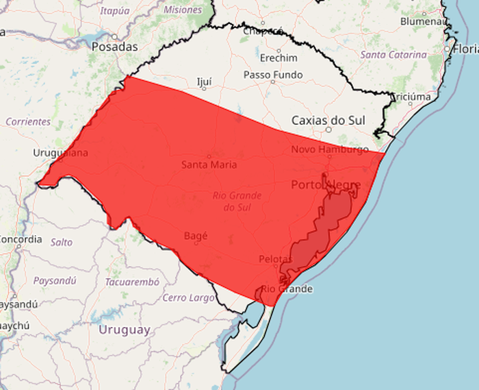 Inmet emite Alerta Vermelho de temporais no Estado