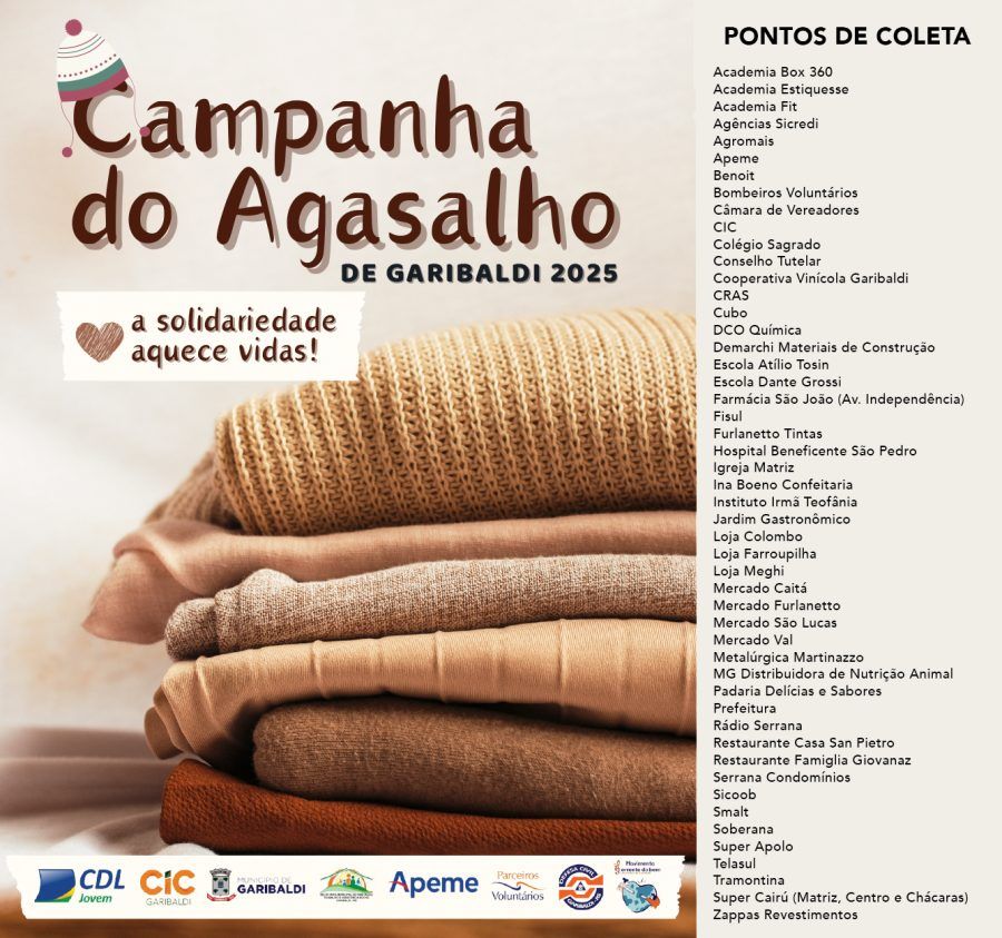 Campanha do Agasalho 2025 de Garibaldi precisa de mais doações