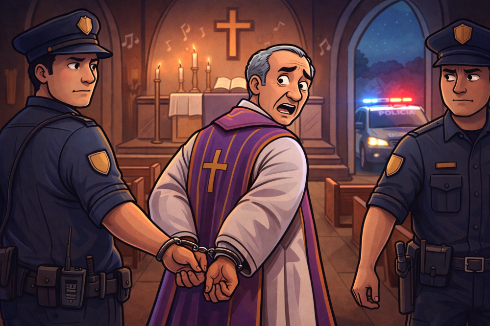 Depois do “amém”, veio o “algemas”: padre é preso logo após missa na Serra