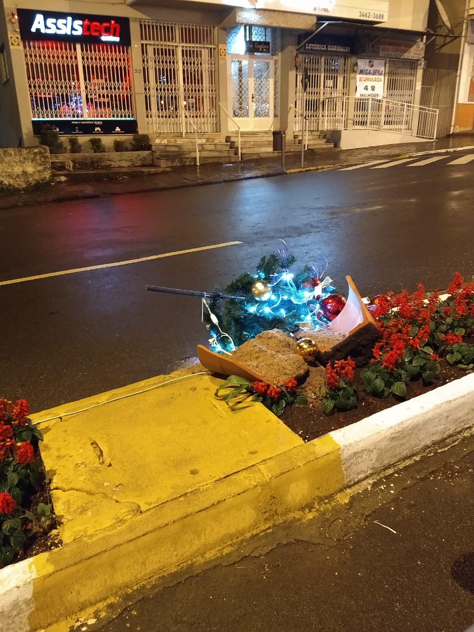 Pinheirinhos de Natal destruídos na área central de Garibaldi