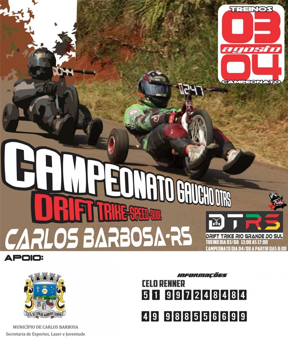Carlos Barbosa sediará mais uma etapa de Drift Trike